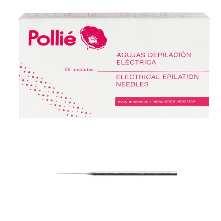 Caja 50 Agujas depilación eléctrica 1,0 Recta Pollié