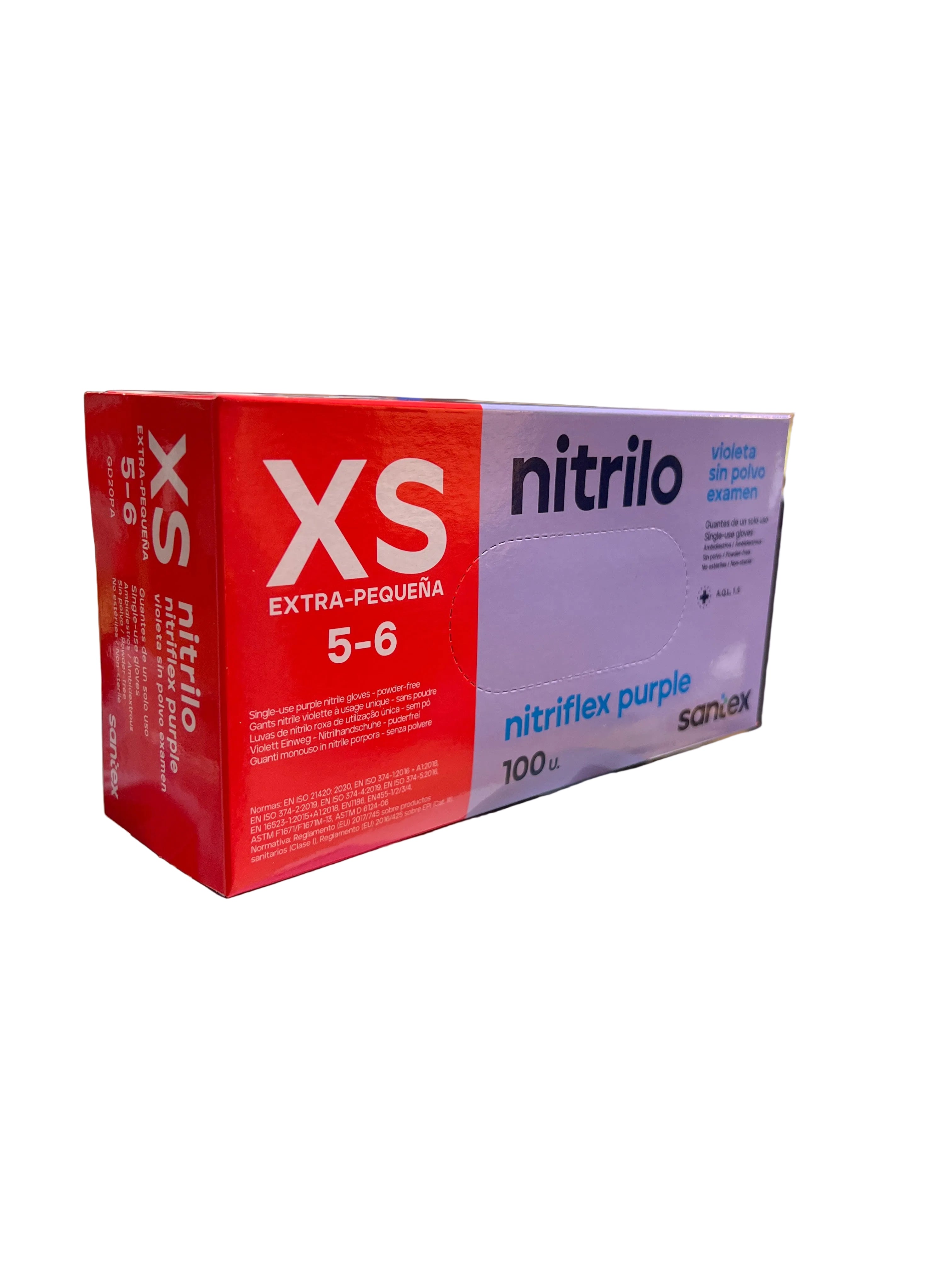 GUANTES NITRILO NITRIFLEX PURPURA XS - 100 unidades