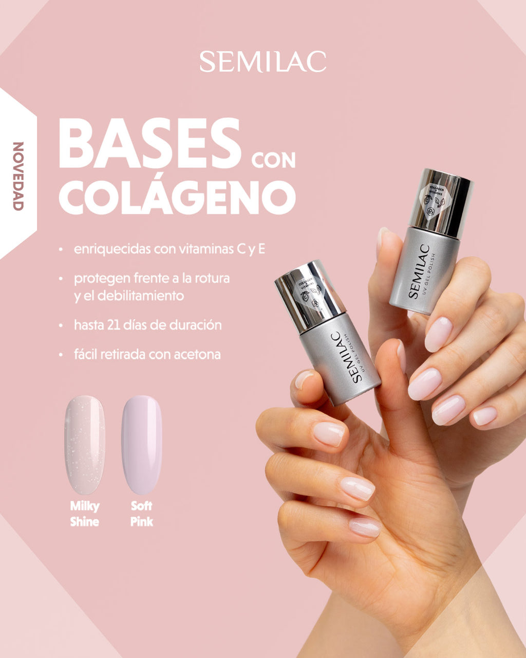 Semilac Collagen Base Soft Pink 7ml