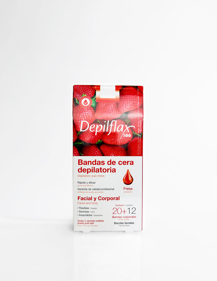 Bandas de Cera Depilatoria Fresa 20 unds