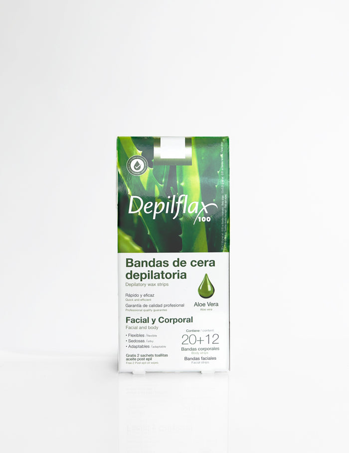 Bandas de Cera Depilatoria Aloe Vera 20 unds