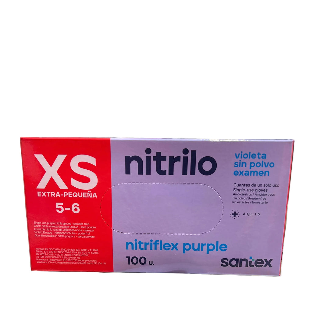 GUANTES NITRILO NITRIFLEX PURPURA XS - 100 unidades
