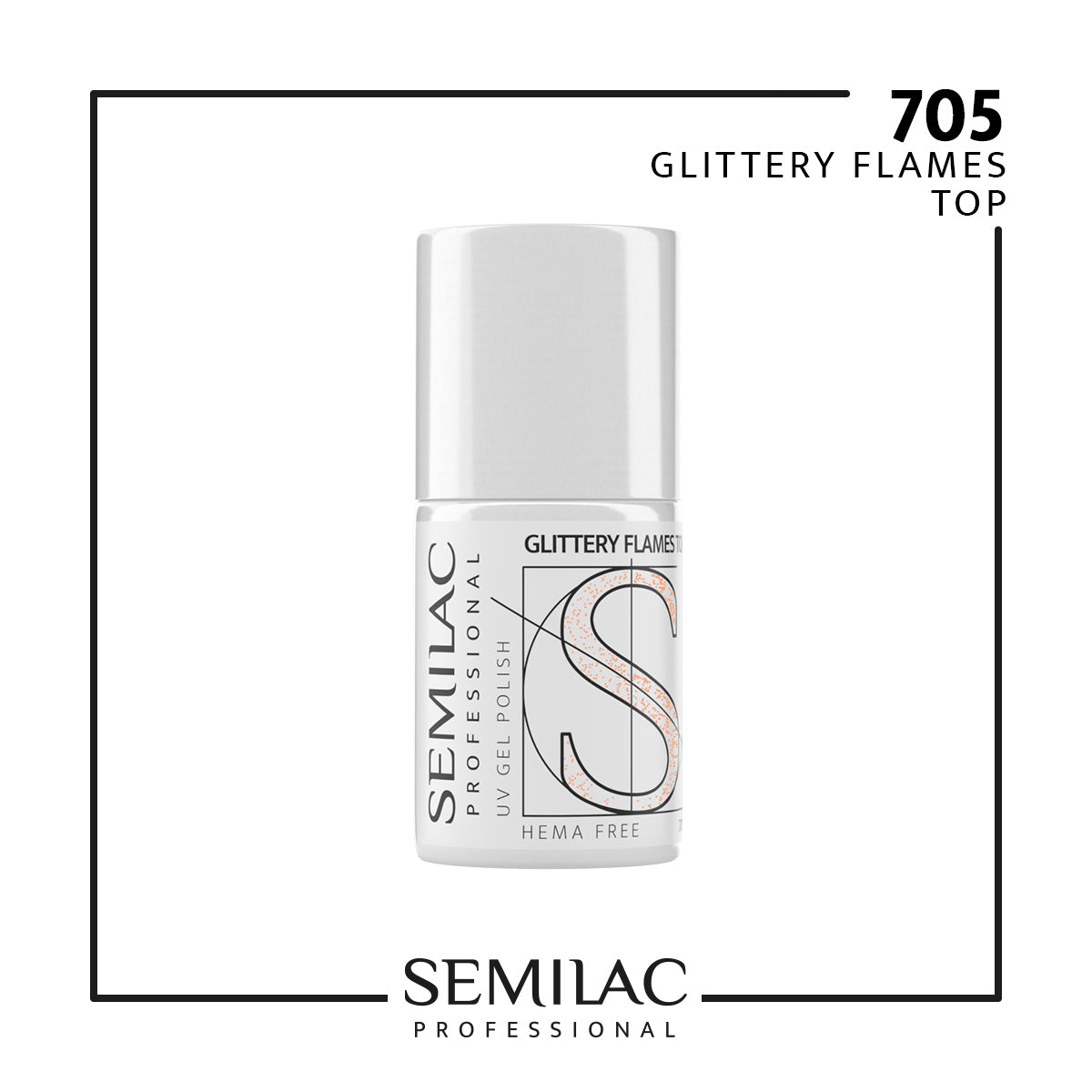 705 Semilac Professional Glittery Flames Top 11 ml