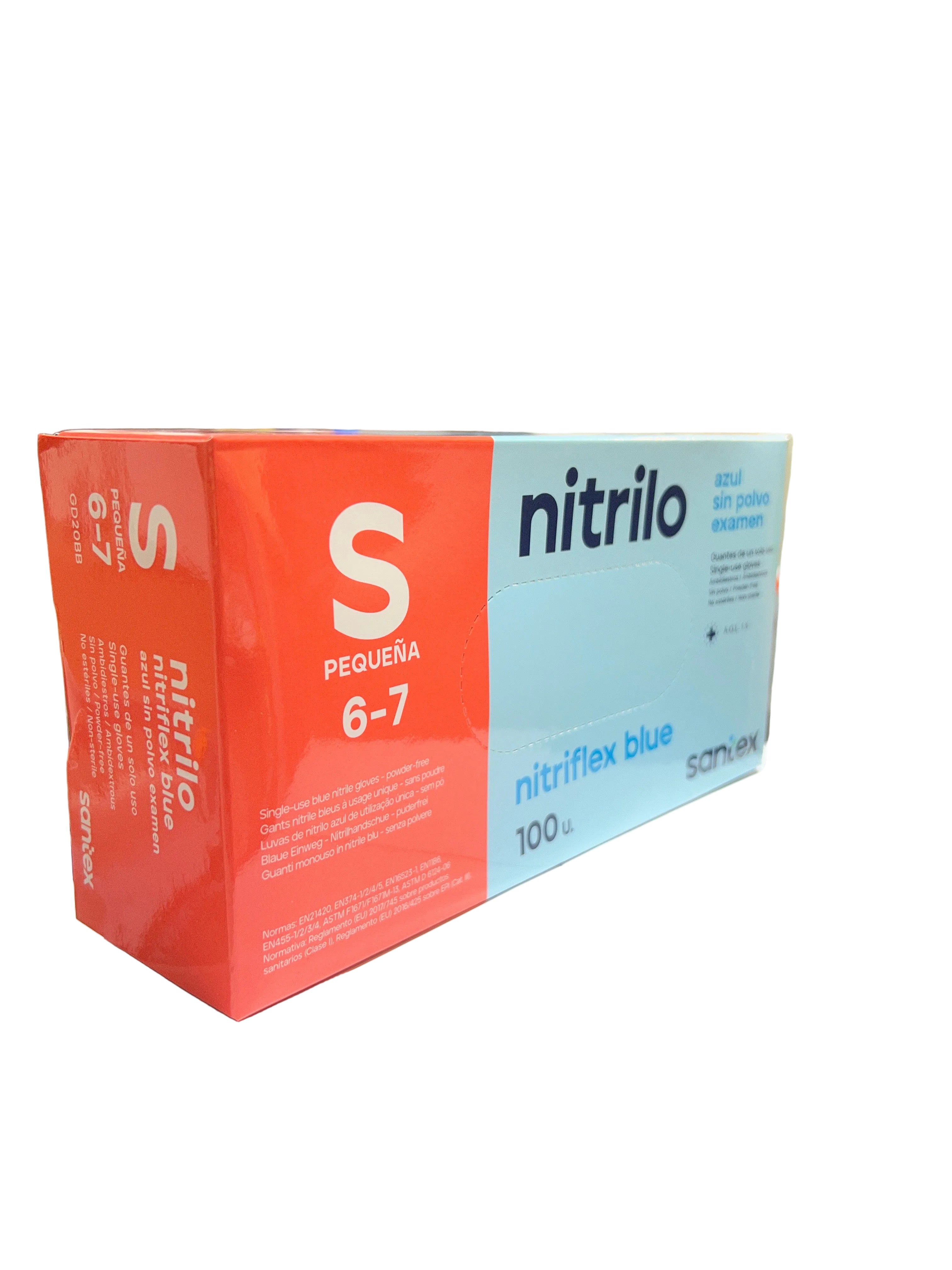 GUANTES NITRIFLEX AZUL S - 100 unidades