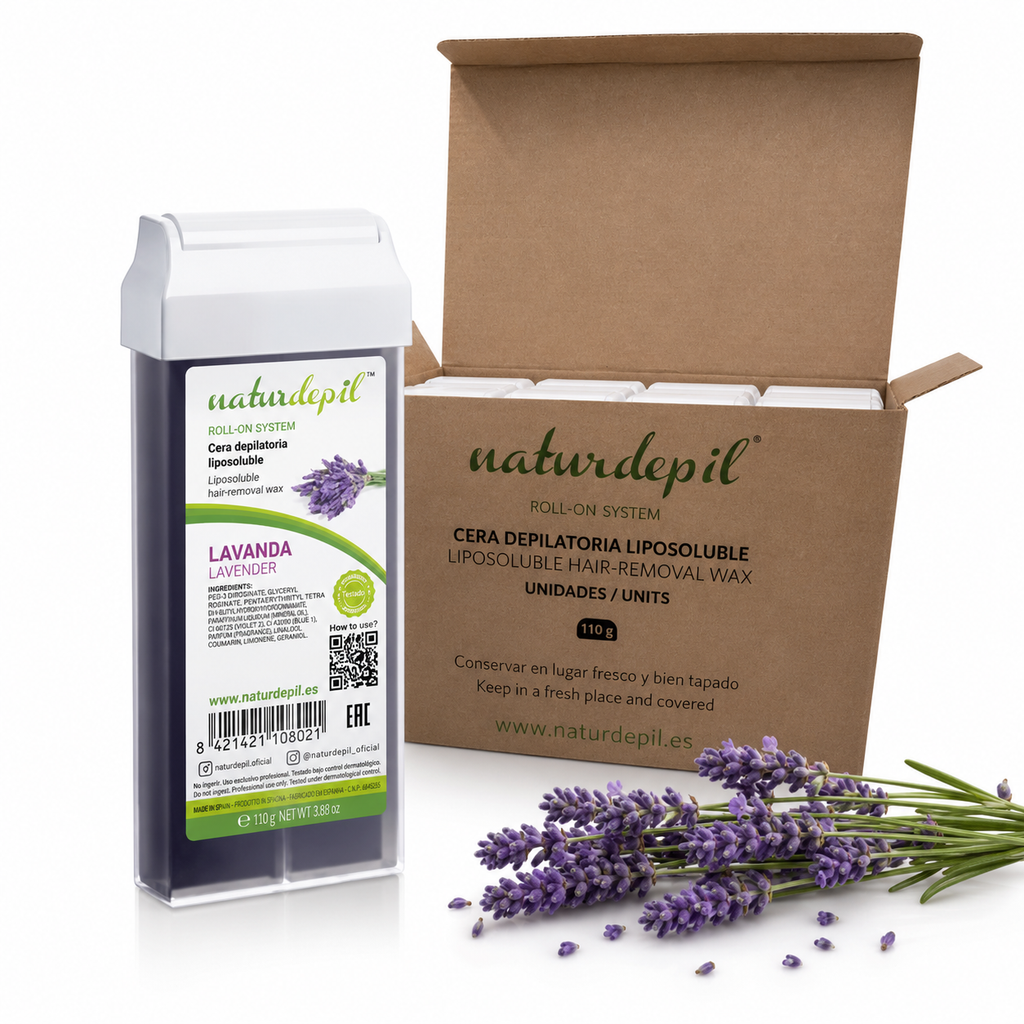 Caja Cera Roll-on NATURDEPIL Lavanda 110 gr - 20 unds