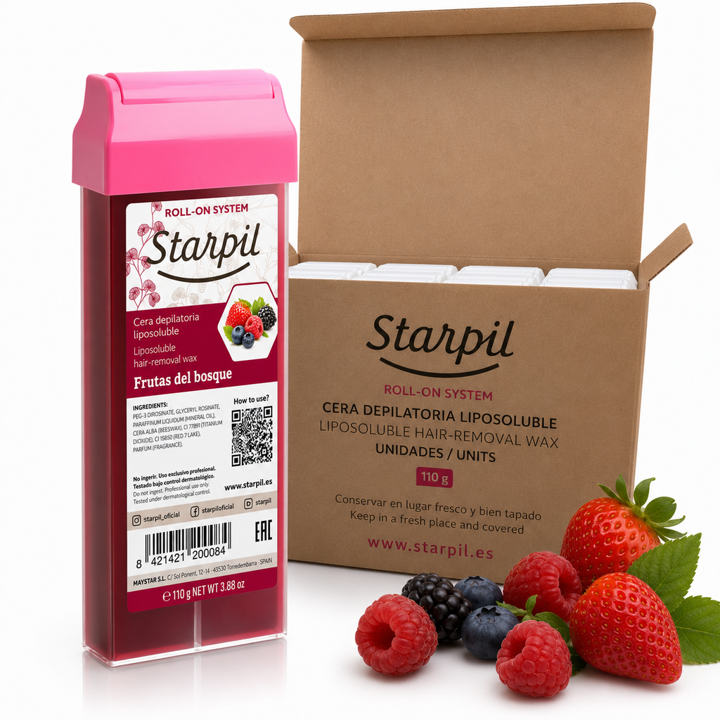 Caja Cera Roll-on Starpil Frutas del Bosque 110g - 20 unds