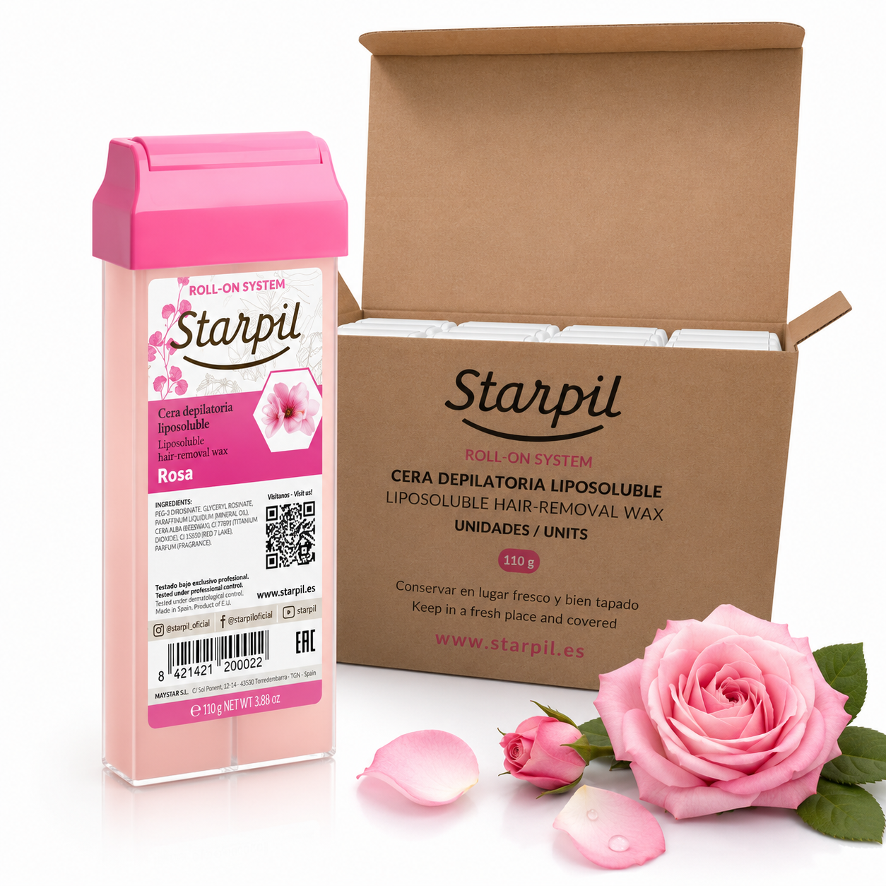 Caja Cera Roll-on Starpil Rosa 110g - 20 unds