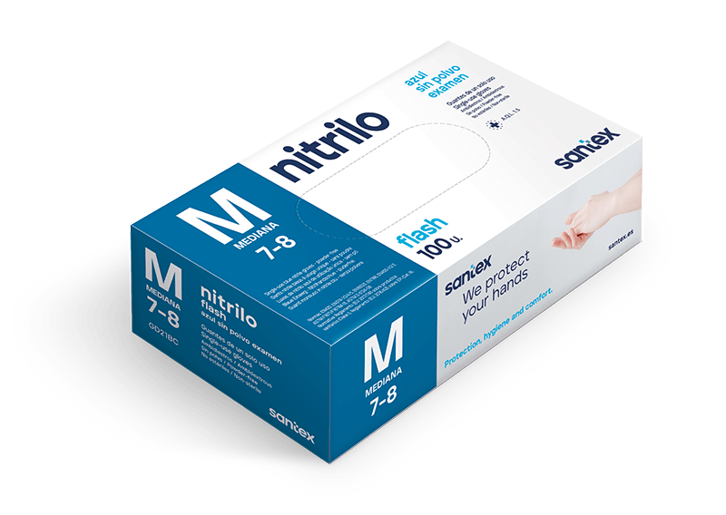 GUANTES NITRILO FLASH AZUL M - 100 unidades