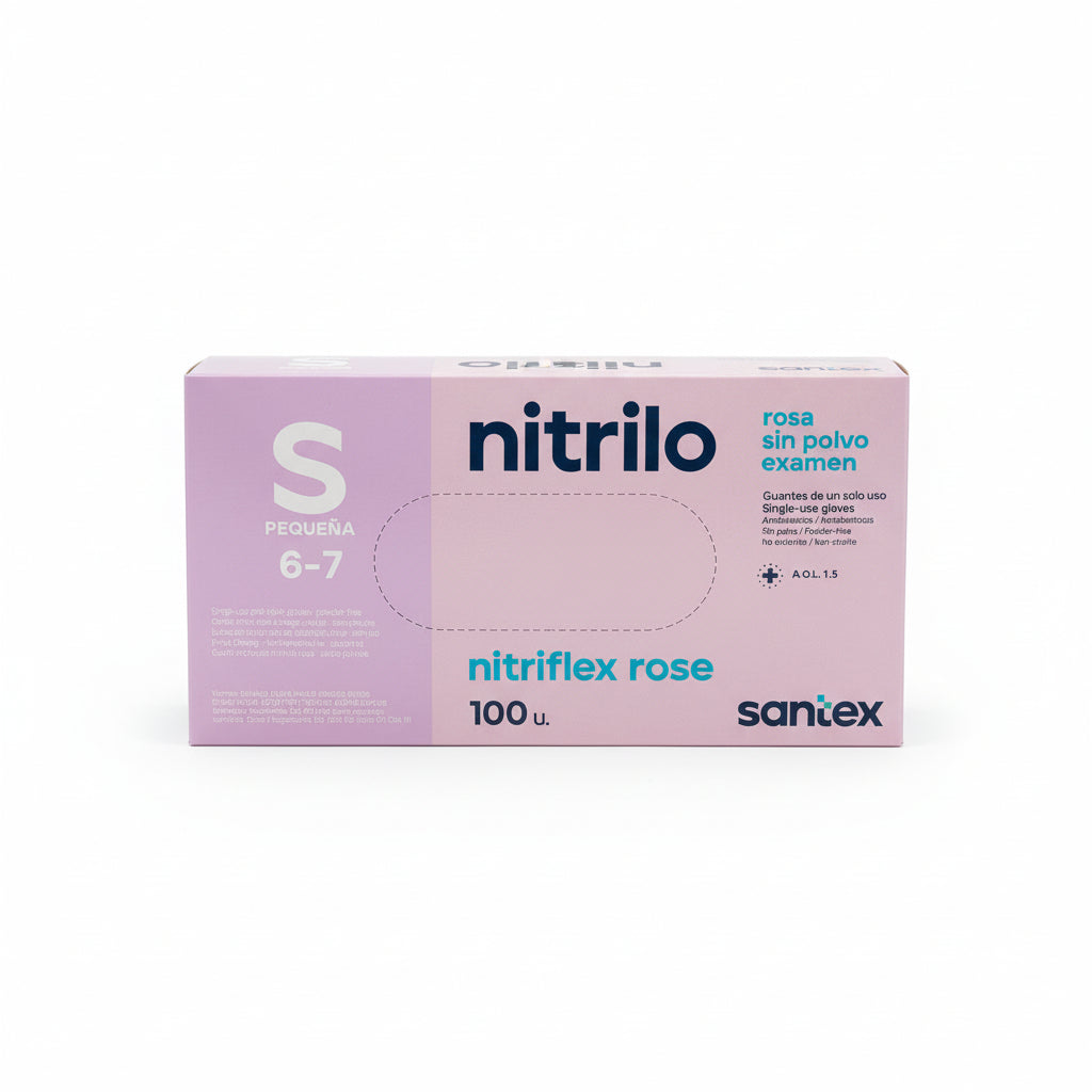 GUANTES S NITRILO ROSA SIN POLVO - 100 unds