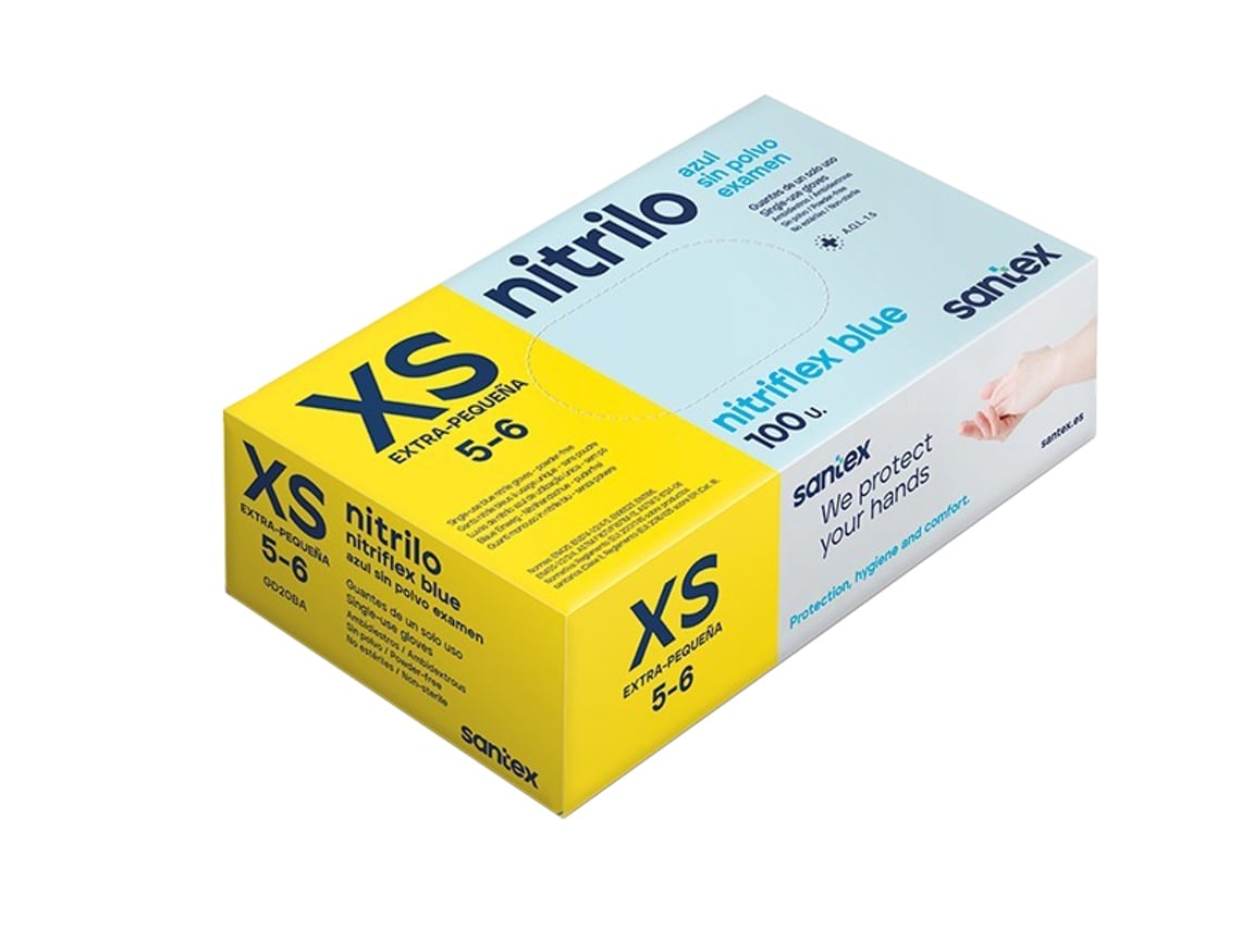 GUANTES NITRILO NITRIFLEX AZUL XS - 100 unidades