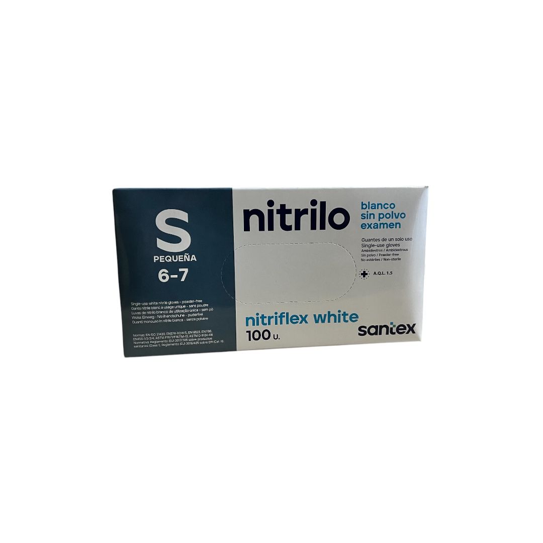 GUANTES NITRILO NITRIFLEX BLANCOS S - 100 unidades