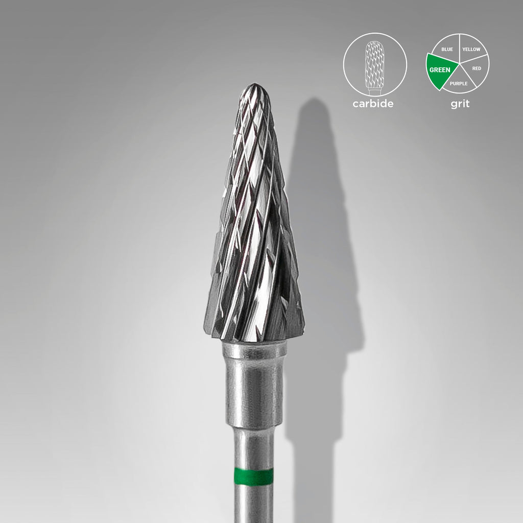 Fresa Staleks de carburo, "CONO" verde, diámetro 6 mm