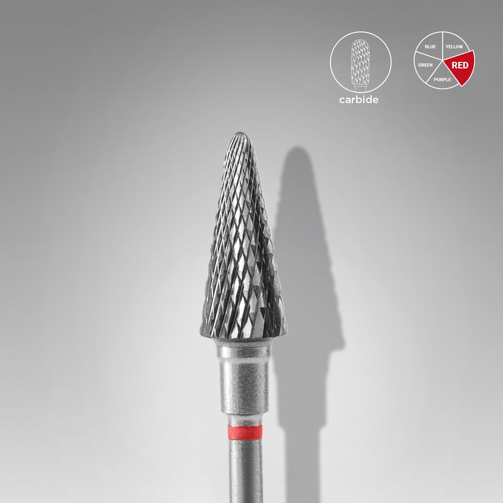 Fresa Staleks de carburo "cono" ROJO diámetro 6 mm