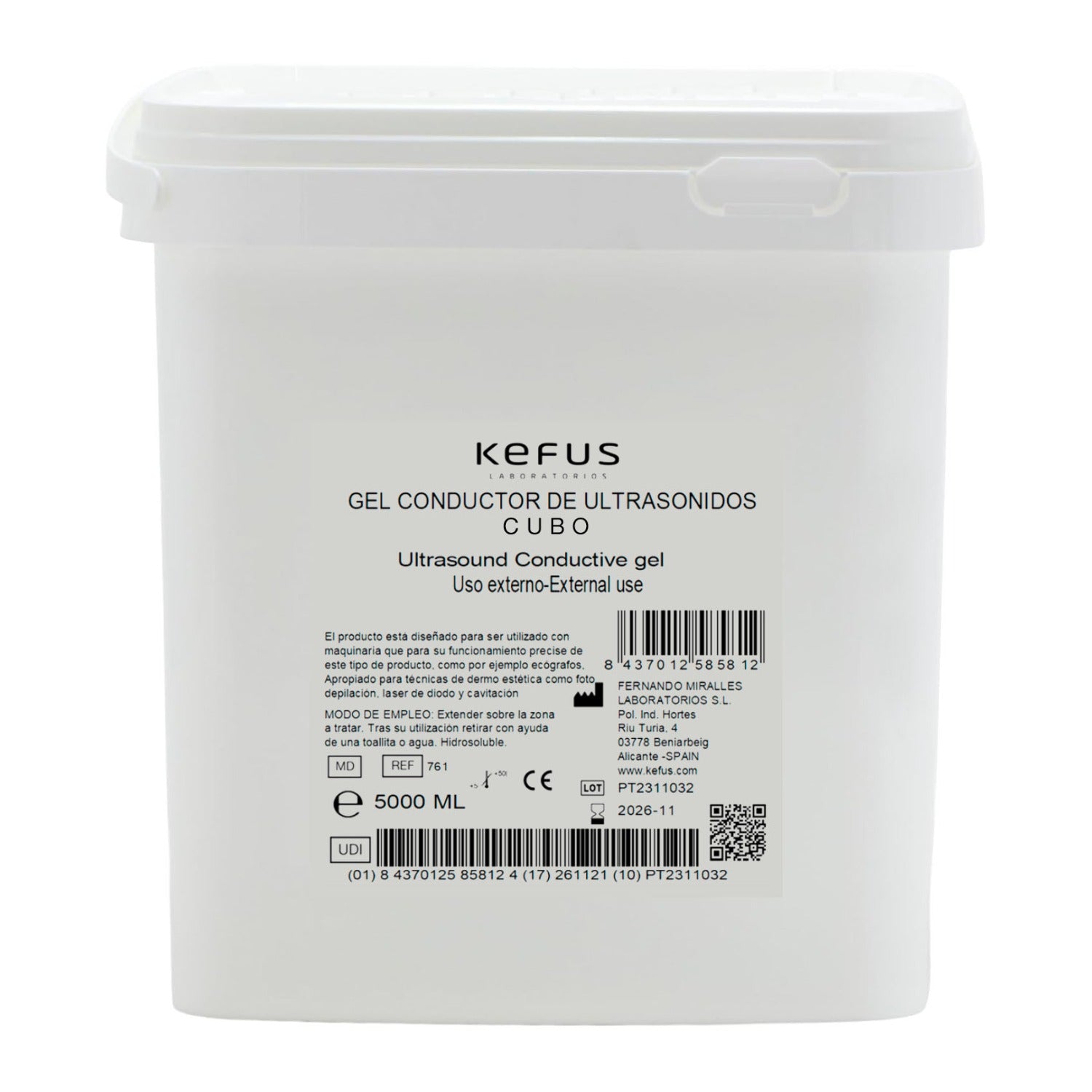 Gel Conductor de Ultrasonidos Cubo Kefus 5000 ml