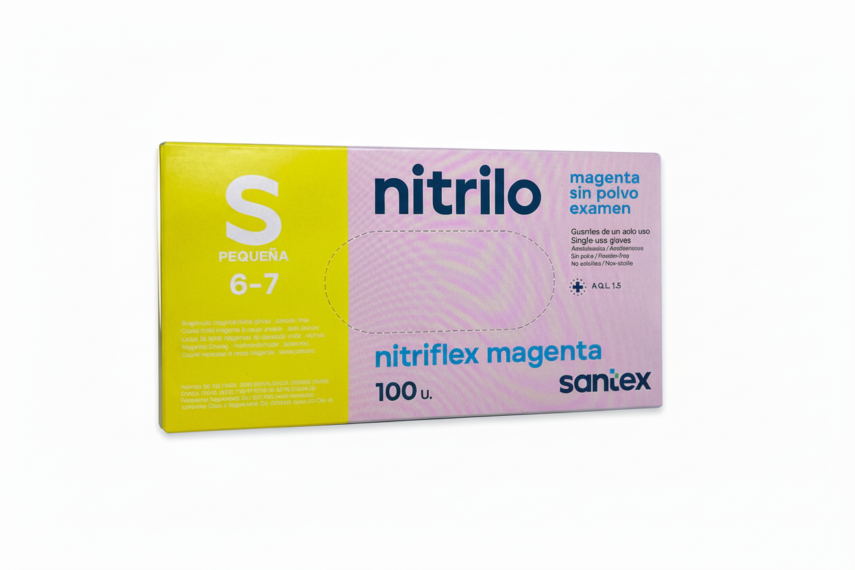 GUANTES NITRILO MAGENTA S - 100 unds