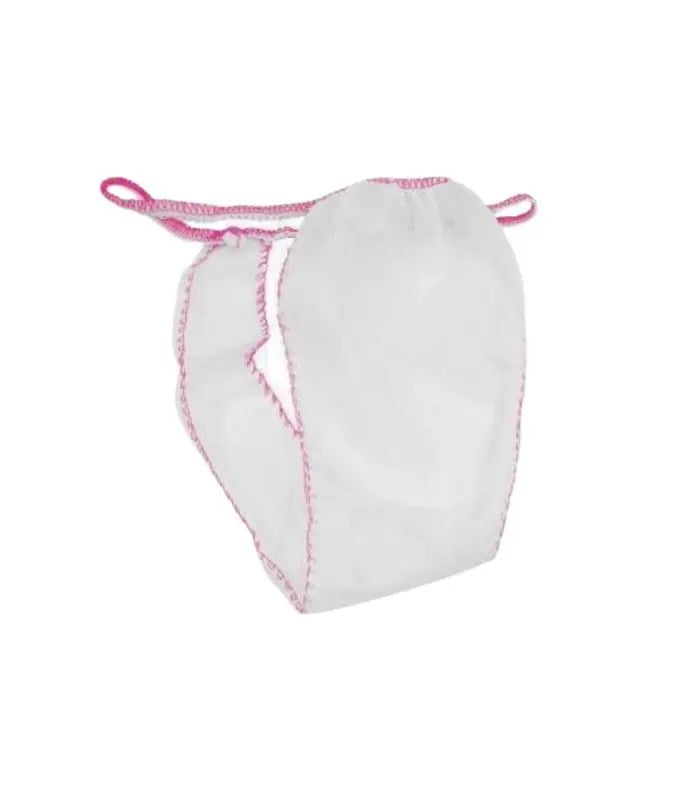 Tanga Mini Polipropileno Blanco con Ribete blanco Bolsa 100 unds. Ref.250-TI