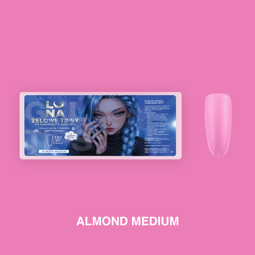 TIPS GEL ALMOND MEDIUM LUNAMOON 240 pcs