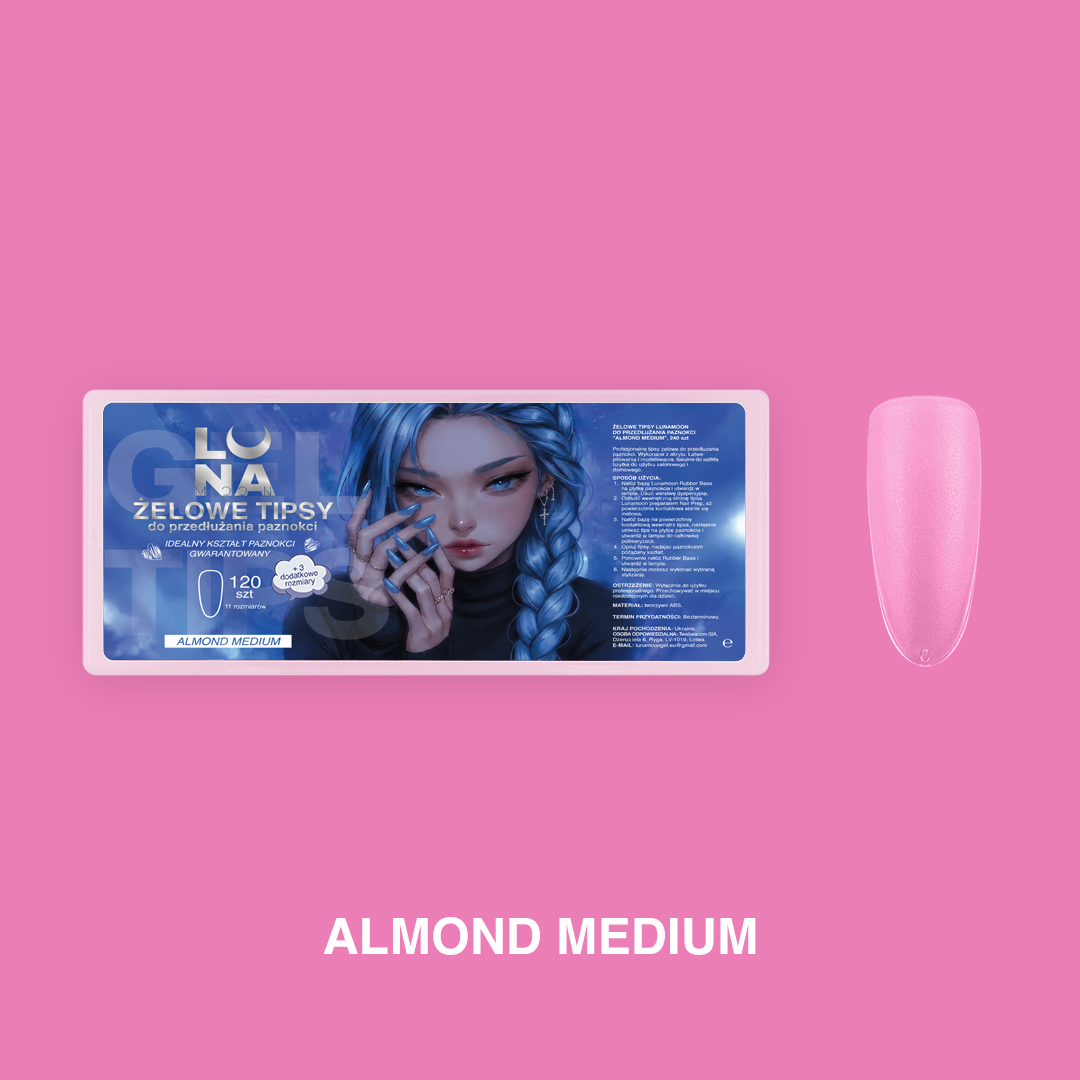 TIPS GEL ALMOND MEDIUM LUNAMOON 240 pcs