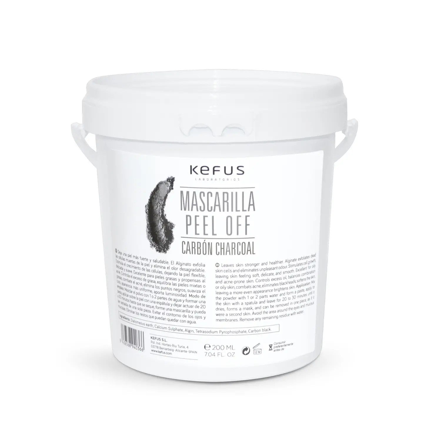 Mascarilla peel off Alginato Carbon Charcoal Kefus