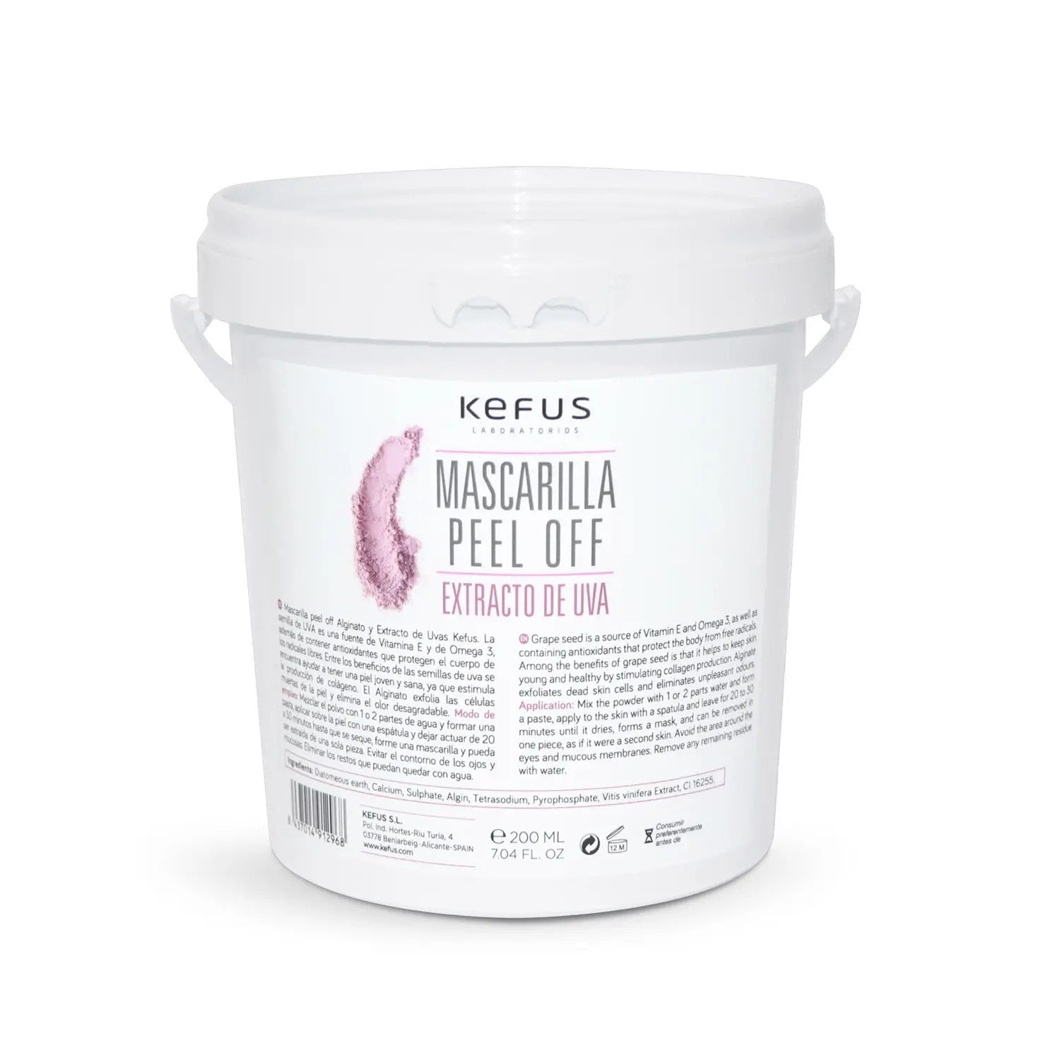 Mascarilla Peel Off Alginato Extracto de UVA Kefus