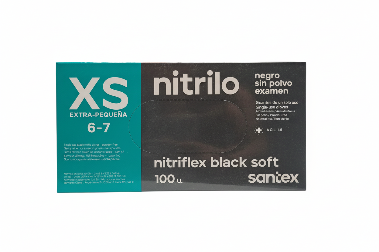 GUANTES NITRIFLEX NEGROS XS - 100 unidades